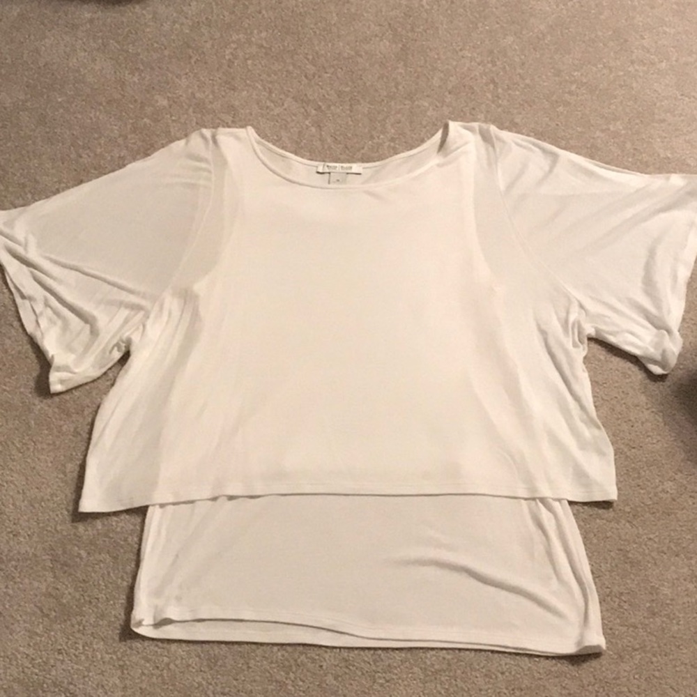 White House Black Market White Layered Short Sleeve Top